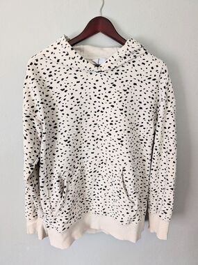 Athleta Girl Cream Speckled Hoodie Sweatshirt Size XXL / Women's Medium
